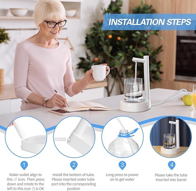 Portable Electric Water Dispenser USB Rechargeable & One Touch Operation