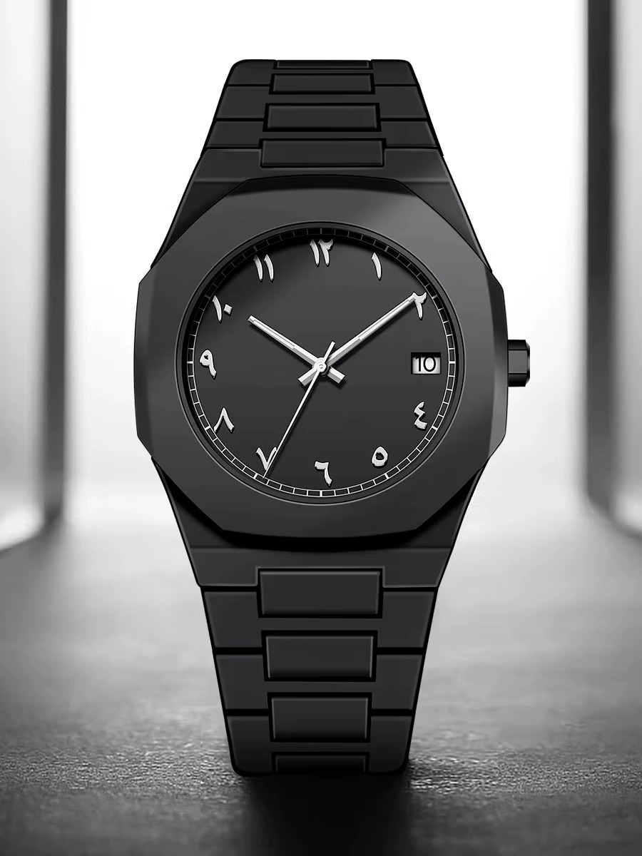 Classic Black Aura Watch with Arabic Numerals – A Symbol of Prestige