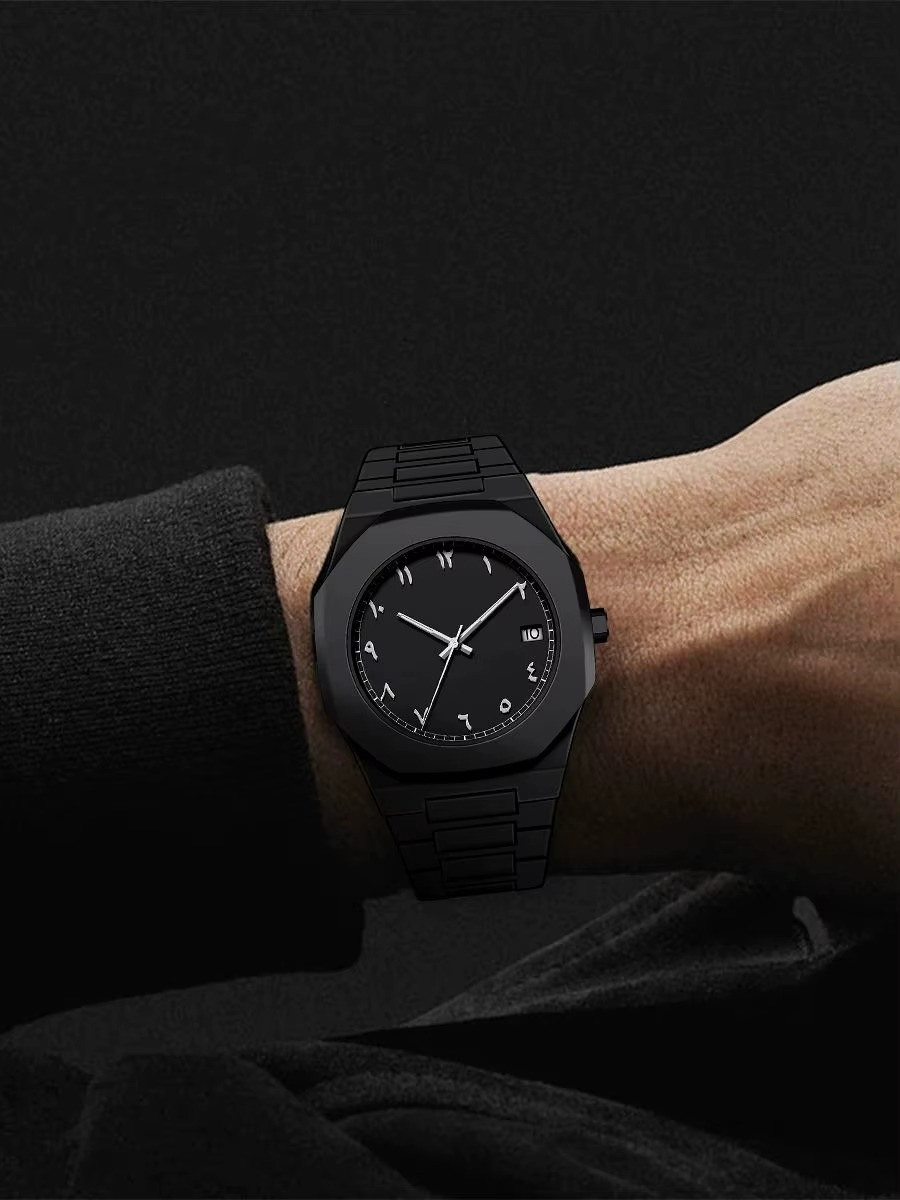 Classic Black Aura Watch with Arabic Numerals – A Symbol of Prestige